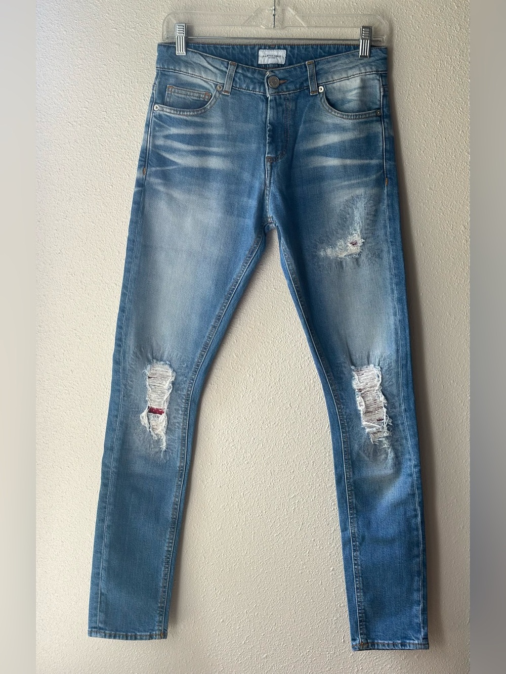 Family First Milano Mens Straight Leg Jeans Light Wash Made In Italy Sz 28